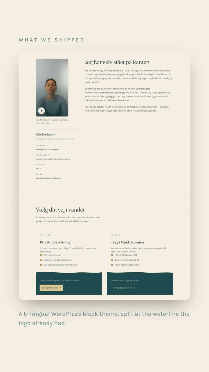 Tryg i Vand: a website in three languages